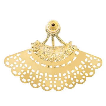 Hollow Out Artificial Stone Stud Earrings Gold Plated Fan-shaped