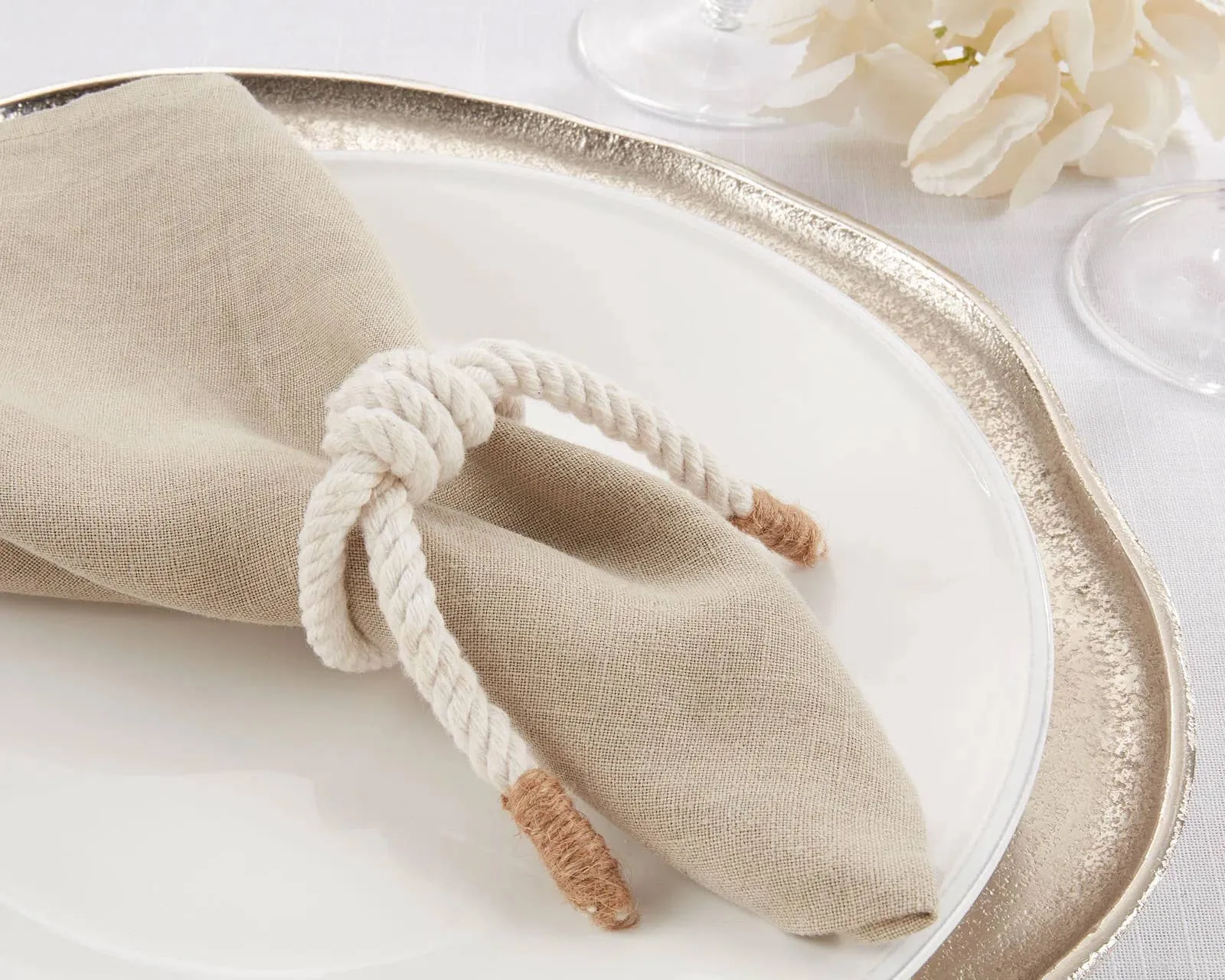 Ivory Knotted Rope Napkin Ring