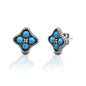 KELLY HERD TURQUOISE CLUSTER EARRINGS - STERLING SILVER