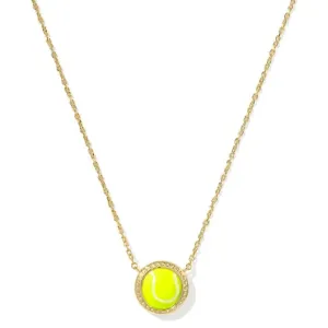 Kendra Scott | Tennis Gold Short Pendant Necklace in Chartreuse Magnesite