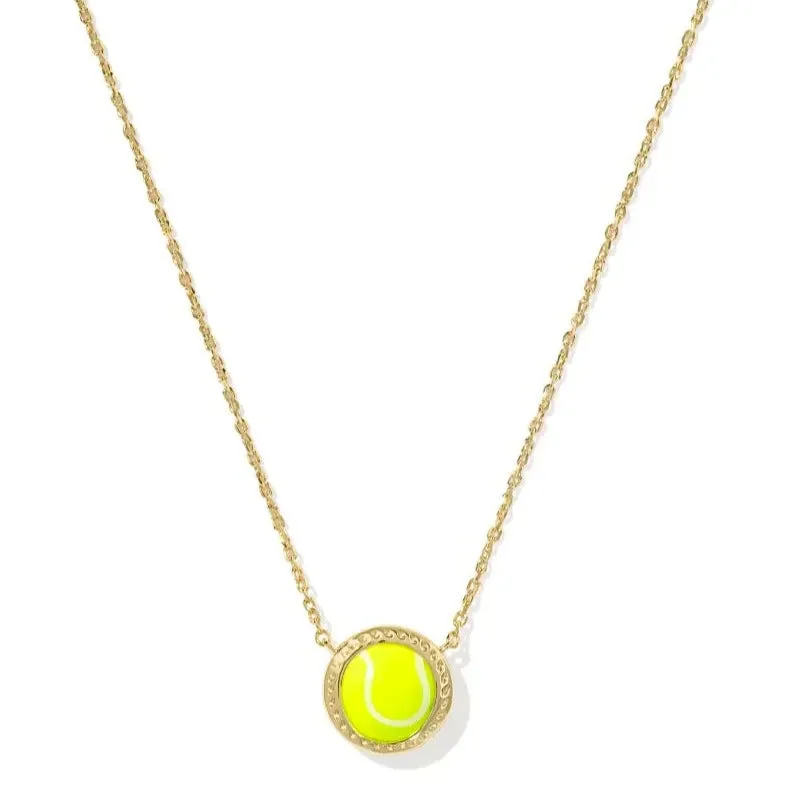 Kendra Scott | Tennis Gold Short Pendant Necklace in Chartreuse Magnesite