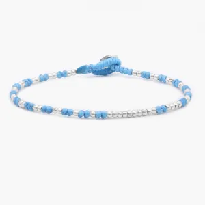 Knot Silver Beads Bracelet (Santorini Blue)