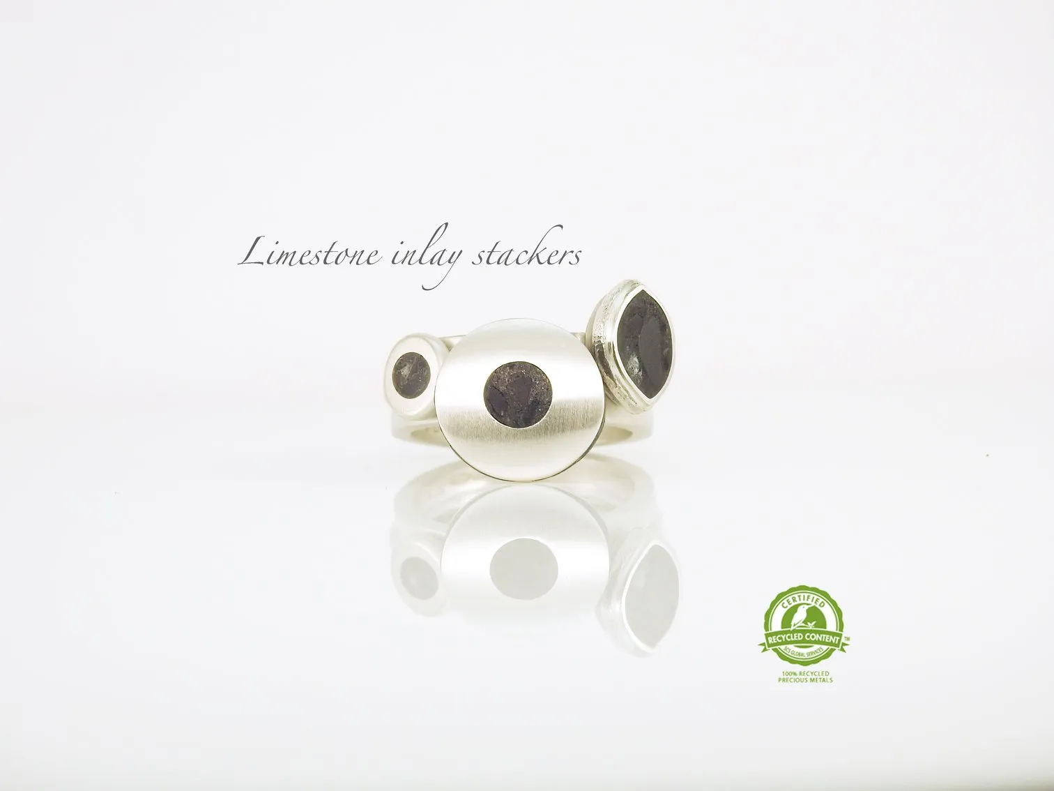 Limestone inlay pebble ring