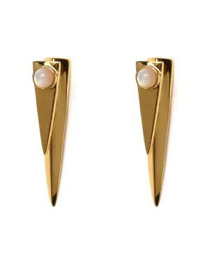 Lizzie Fortunato Pyramid Pearl Earrings | Gold