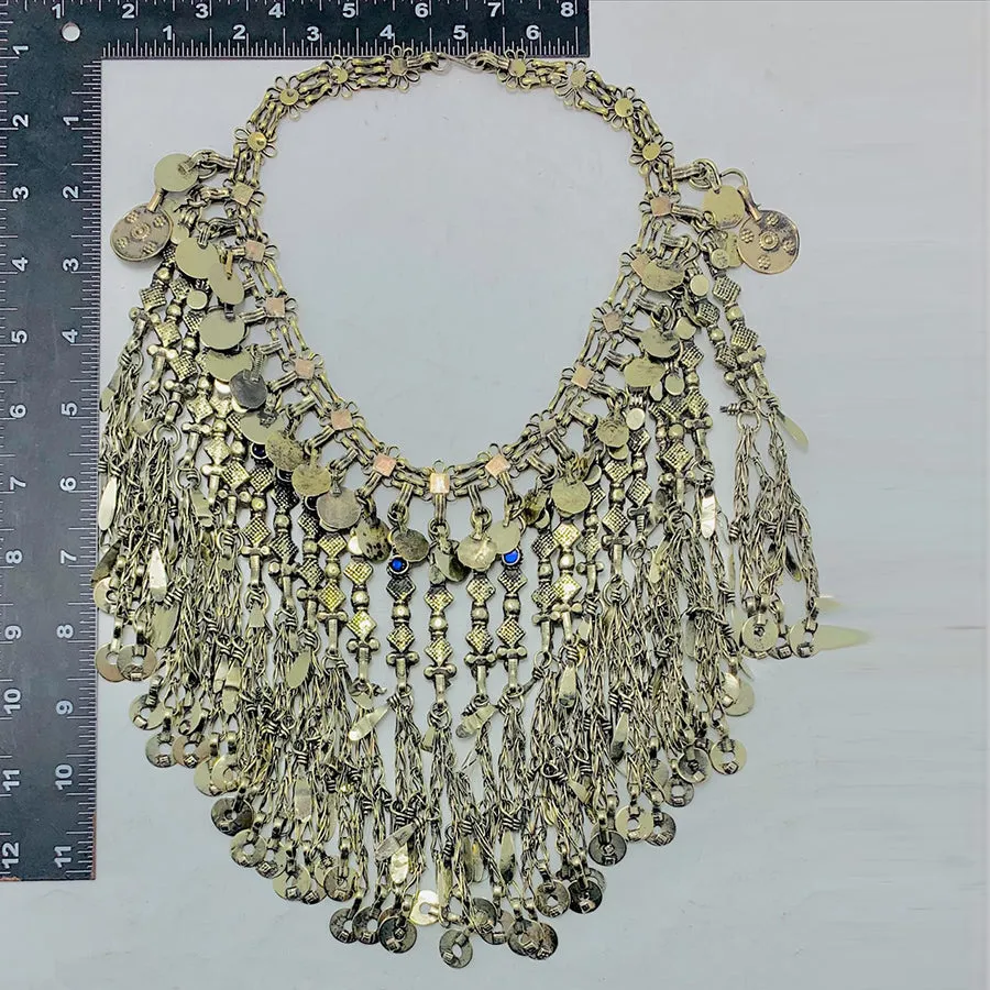 Long Silver Dangling Choker Necklace