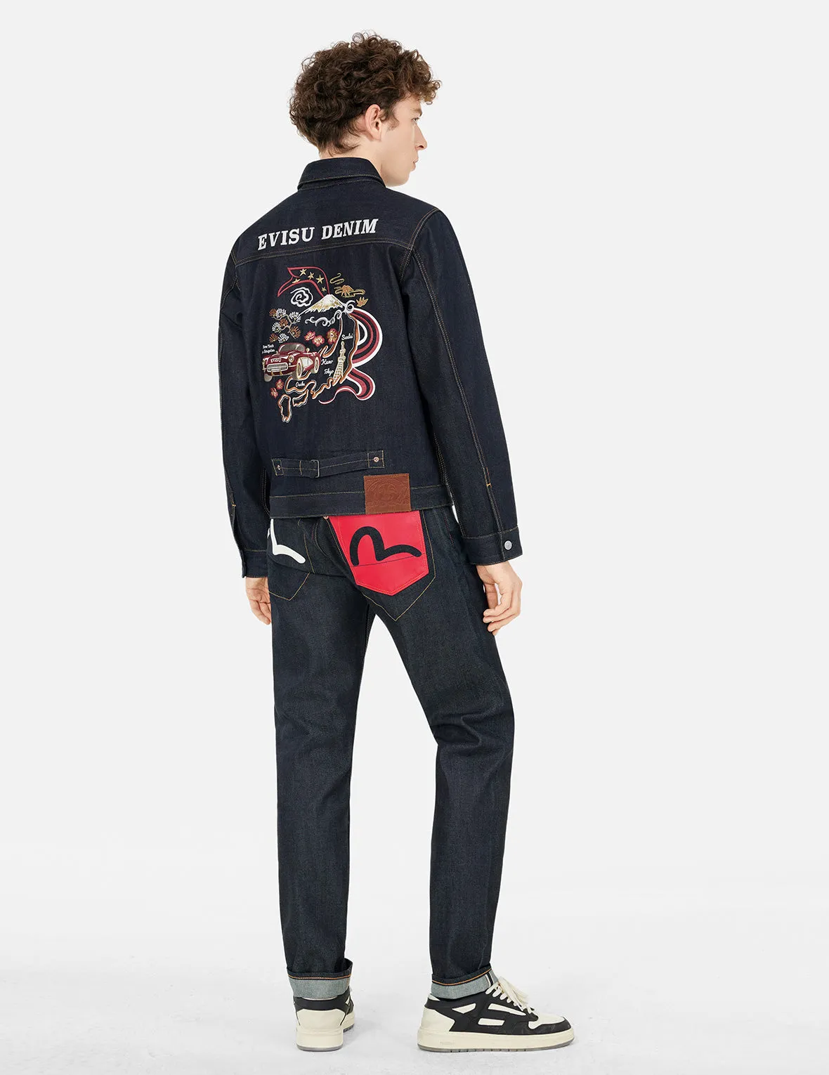 Map Appliqué Embroidery Regular Fit Denim Jacket