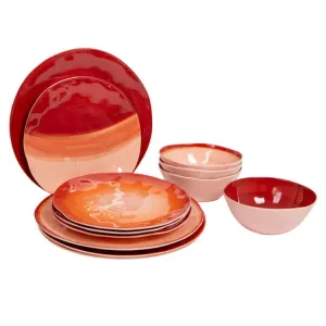 Melamine 12-delig Servies Halo Terracota
