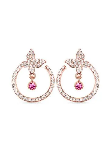 Micro Pave AAA Zircon Butterfly and Circle 18K Gold Plated Ear Studs