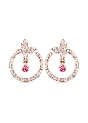 Micro Pave AAA Zircon Butterfly and Circle 18K Gold Plated Ear Studs