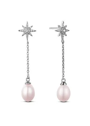 Micro Pave AAA Zircon Sun with Fresh Water Pearl 925 Sterling Silver Stud Earrings