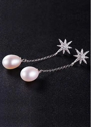 Micro Pave AAA Zircon Sun with Fresh Water Pearl 925 Sterling Silver Stud Earrings