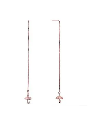 Micro Pave AAA Zircon Umbrella 925 Sterling Silver Ear Threads