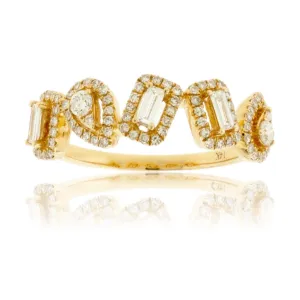 Mixed Shape Diamond & Round Diamond Halo Style Ring