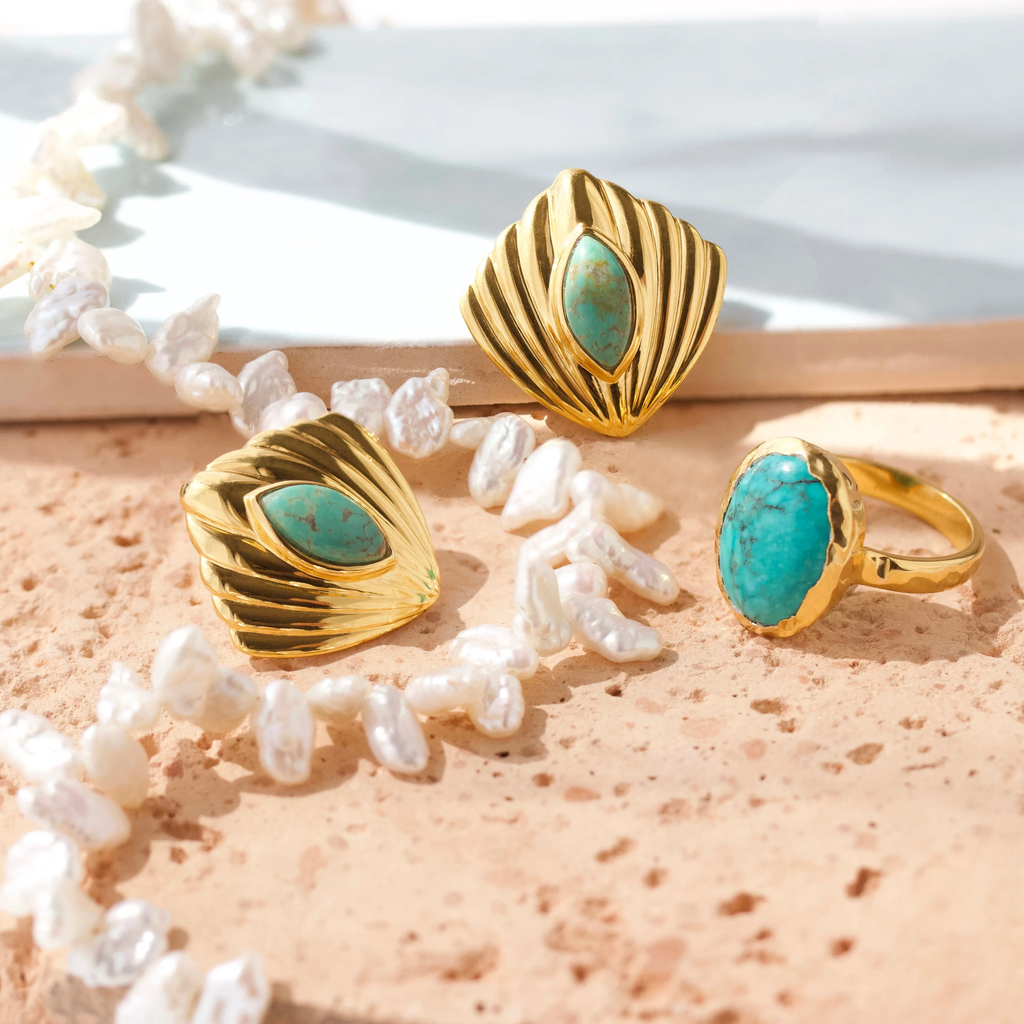 Molten Organic Turquoise Statement Ring
