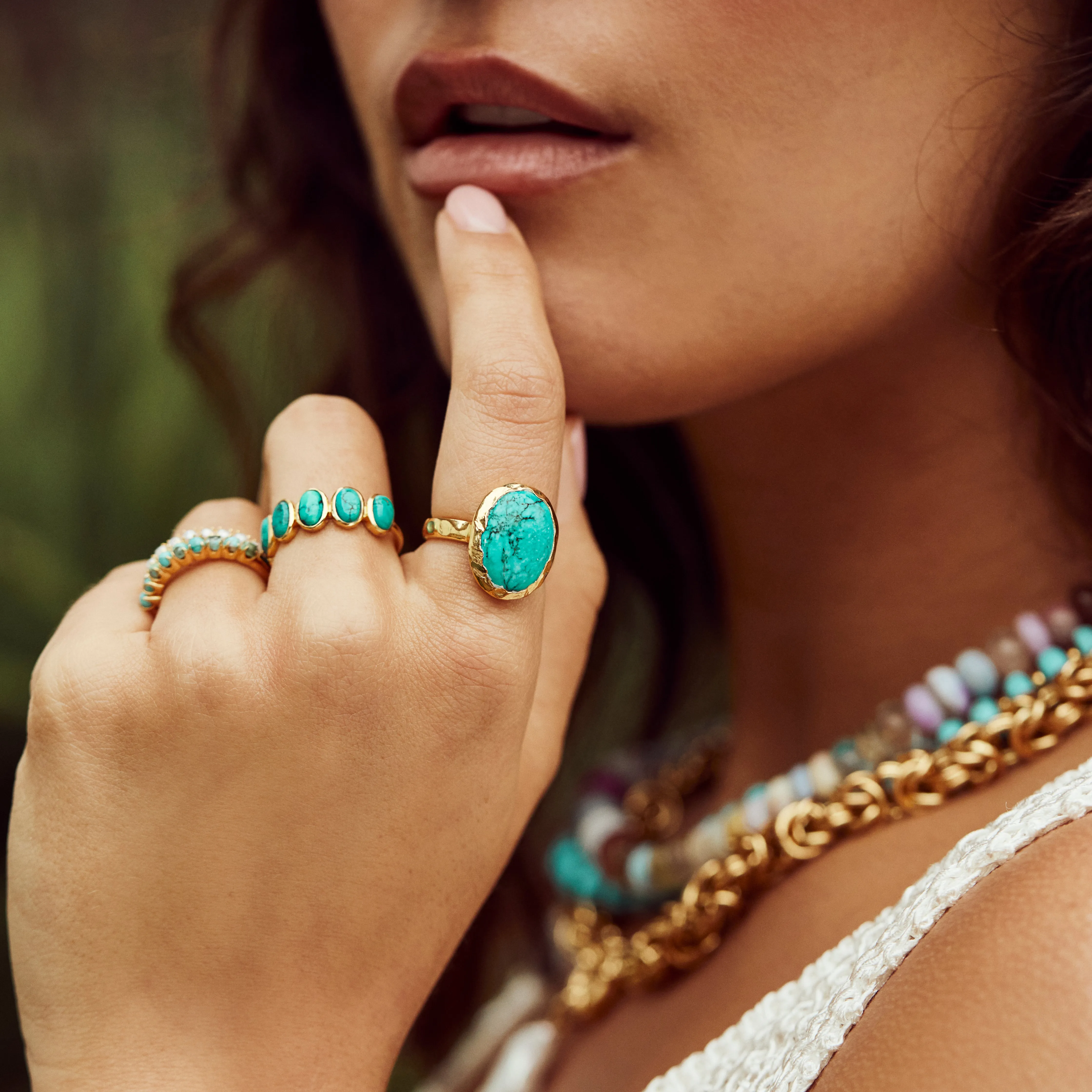 Molten Organic Turquoise Statement Ring