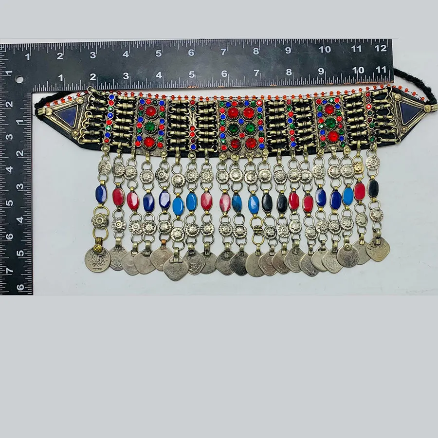 Multicolor Tribal Choker Necklace With Coins