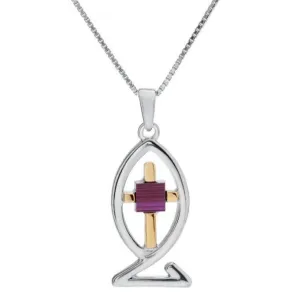 Nano Sim NT Silver and 9K Gold Pendant - Ichthys and Cross