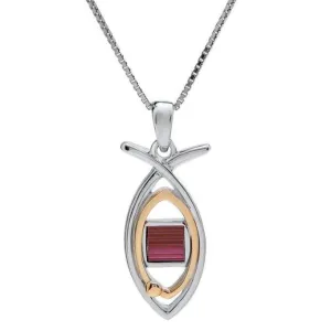 Nano Sim NT Silver and 9K Gold Pendant - Ichthys with Eye