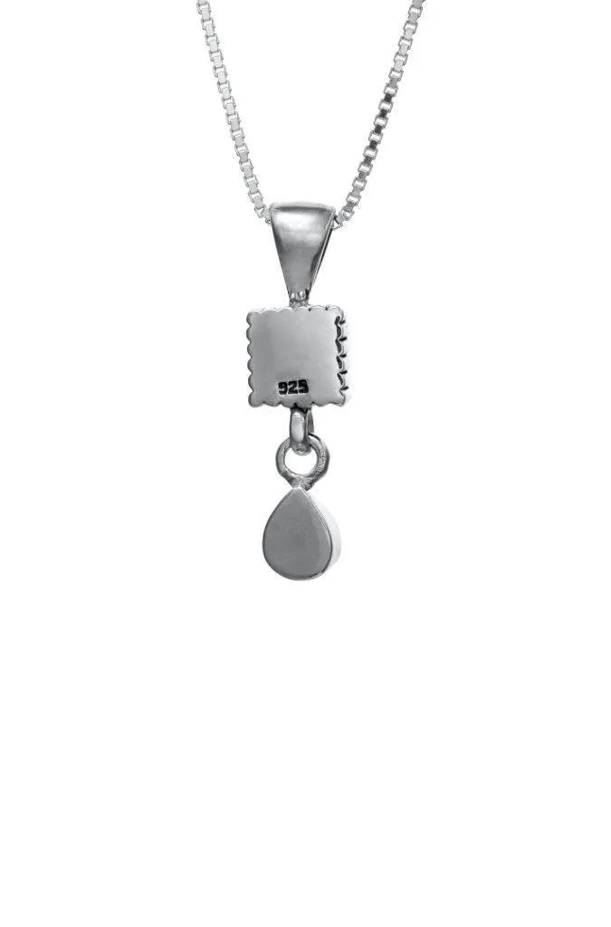 Nano Sim OB Silver Pendant - Drop Studded with Roman Glass From the Holy Land