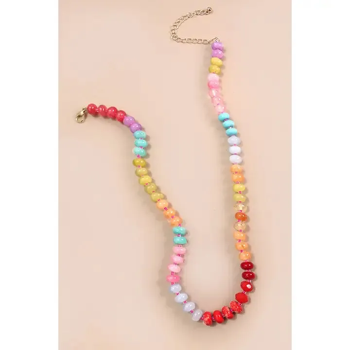 Natural Agate Glass Bead Necklace