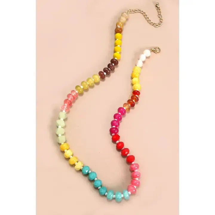Natural Agate Glass Bead Necklace