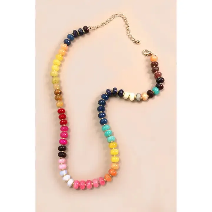 Natural Agate Glass Bead Necklace