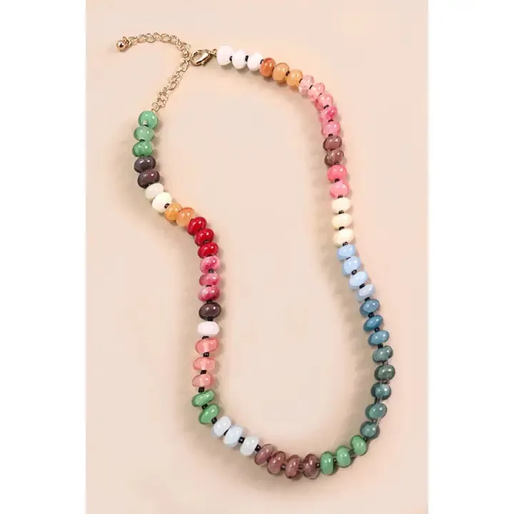 Natural Agate Glass Bead Necklace