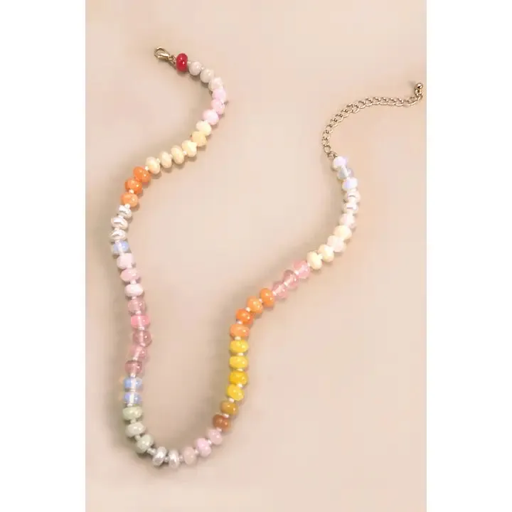 Natural Agate Glass Bead Necklace