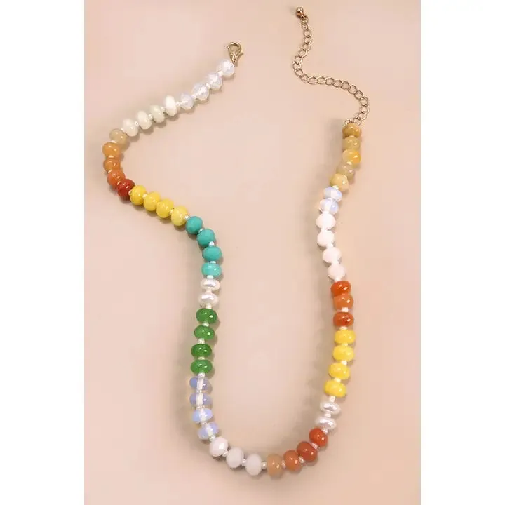 Natural Agate Glass Bead Necklace