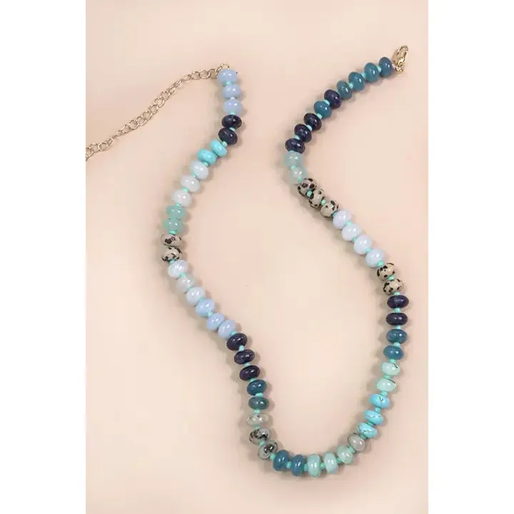 Natural Agate Glass Bead Necklace