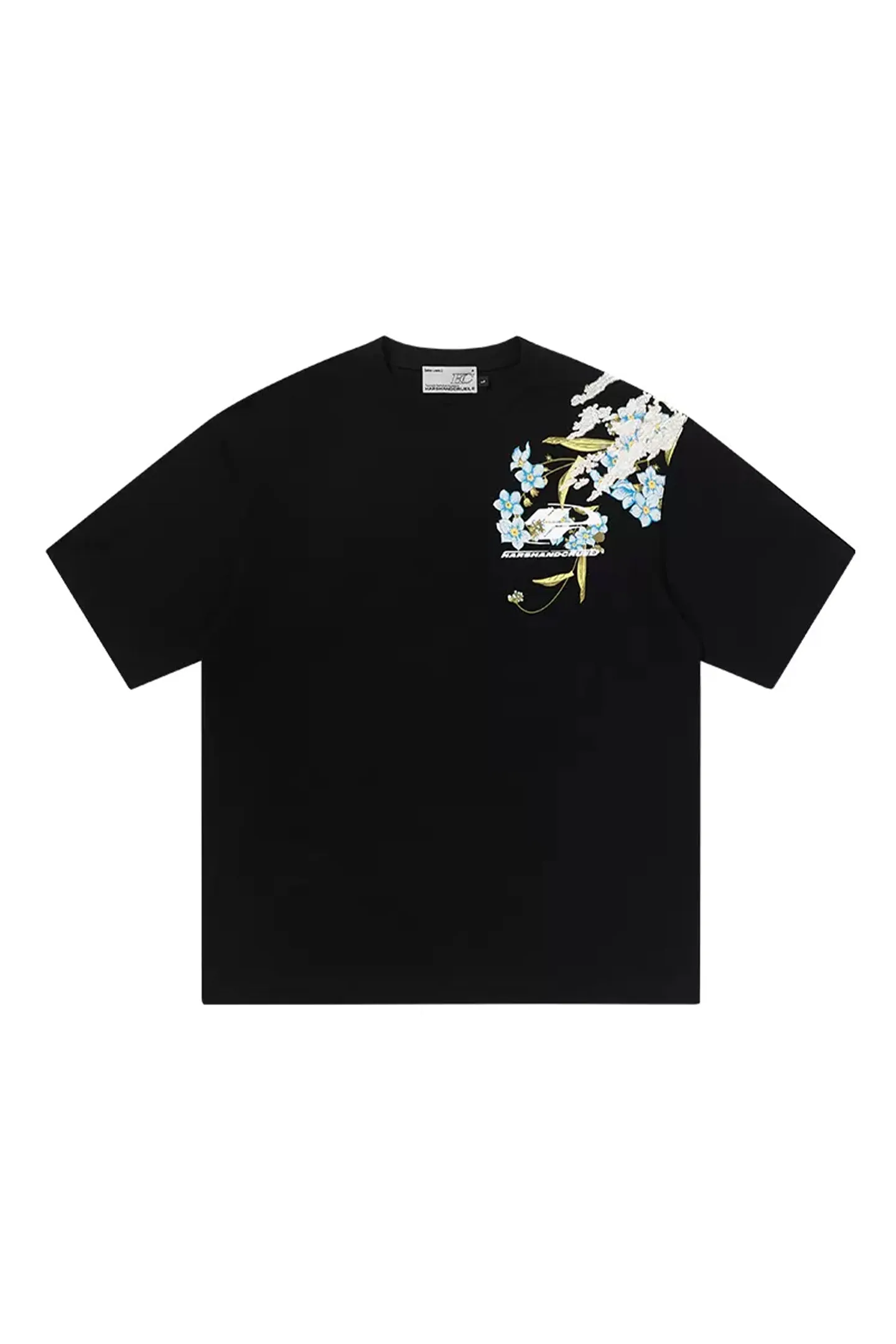Neo-Chinese Style Streetwear Floral Embroidery Print T-shirt