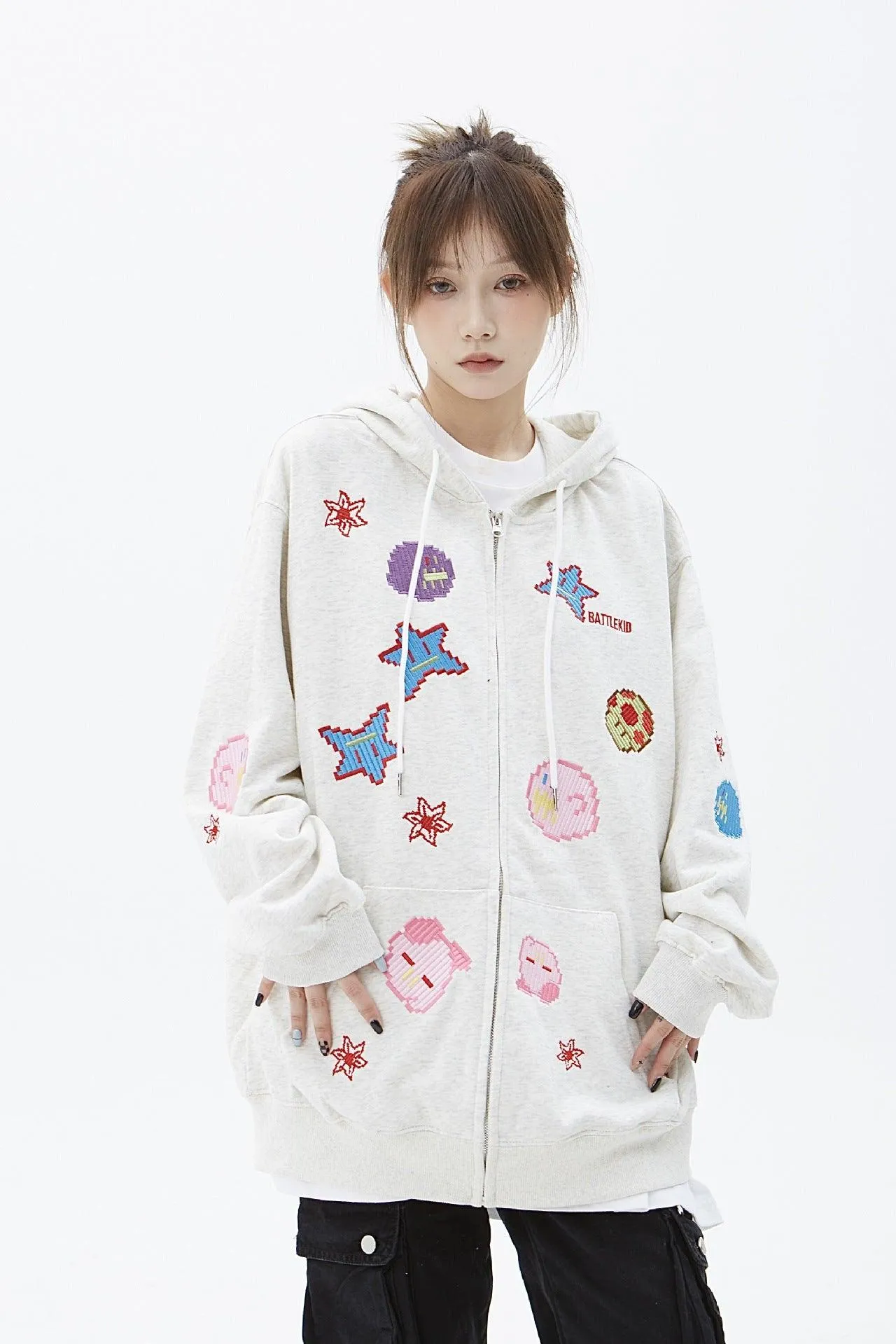 New BK Series Men's And Women's Identical Graffiti Printed Cardigan Hoodie