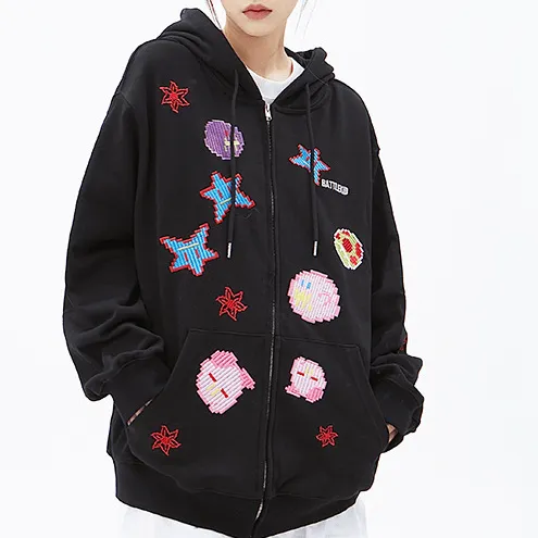 New BK Series Men's And Women's Identical Graffiti Printed Cardigan Hoodie