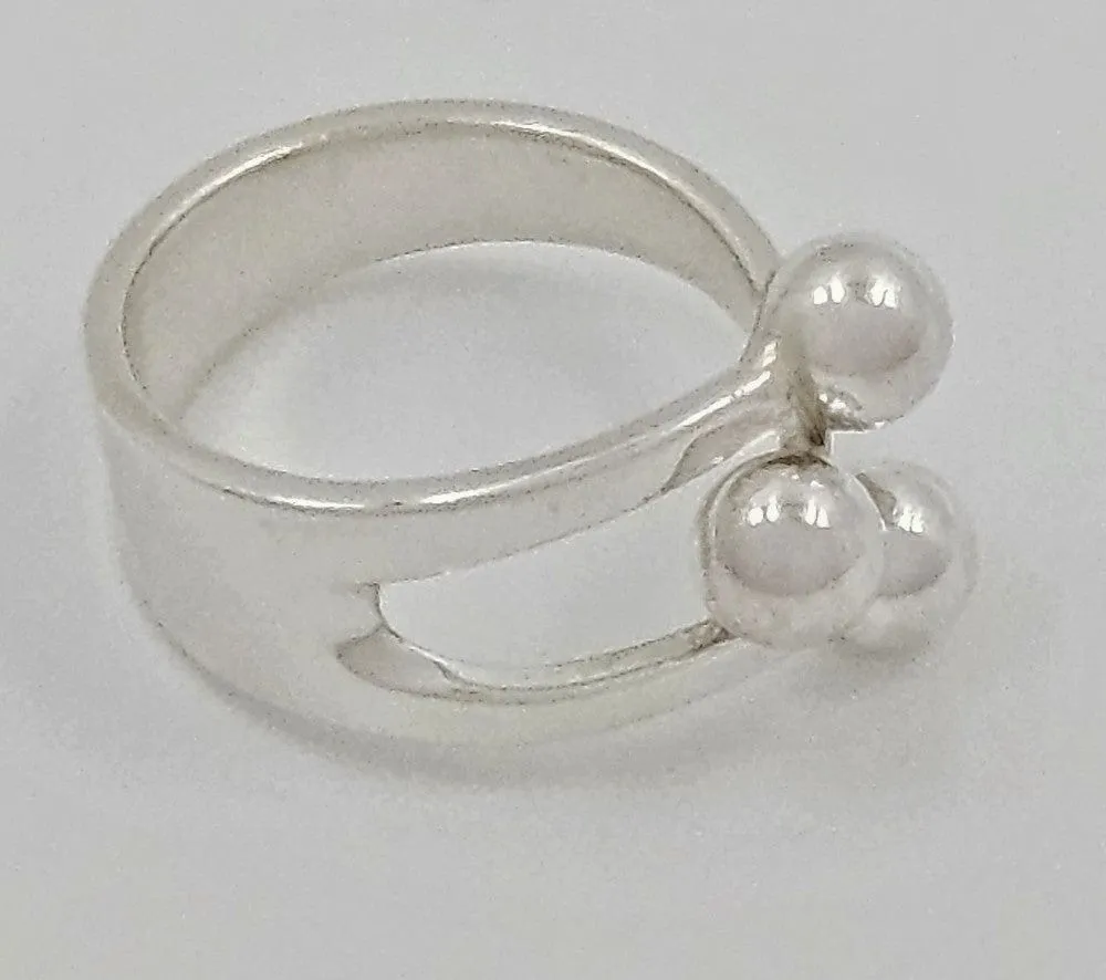 Norway   Designs AGE Sterling Modernist 3 Prong Crown Jester Ring C 1960s