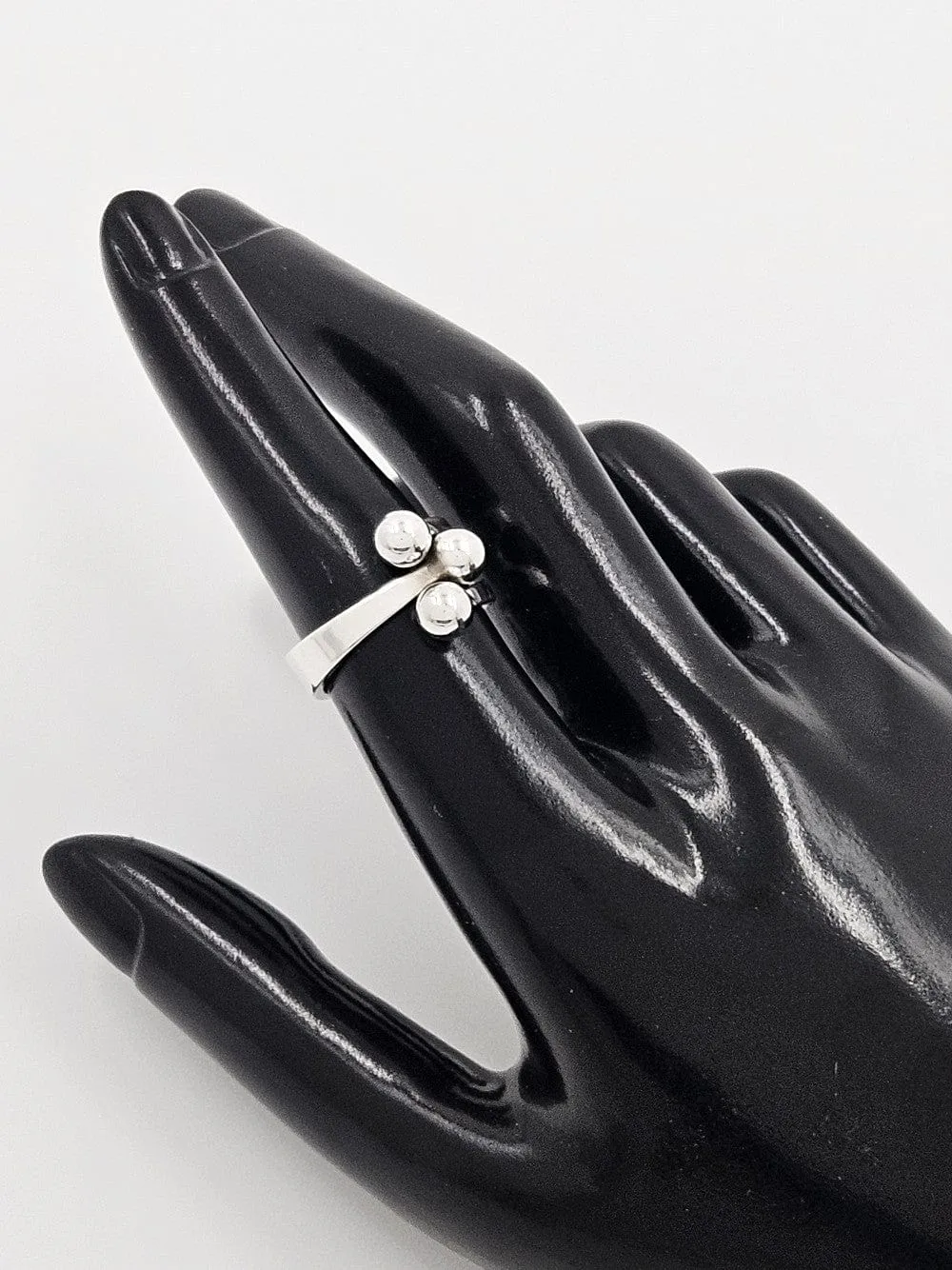 Norway   Designs AGE Sterling Modernist 3 Prong Crown Jester Ring C 1960s