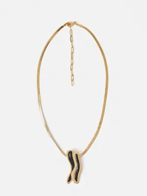 Organic Enamel Inlay Pendant | Black