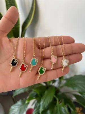 Pickleball Enamel Embellished Necklace