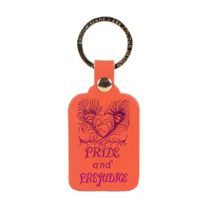 Pride and Prejudice Leather Keyring in Coral