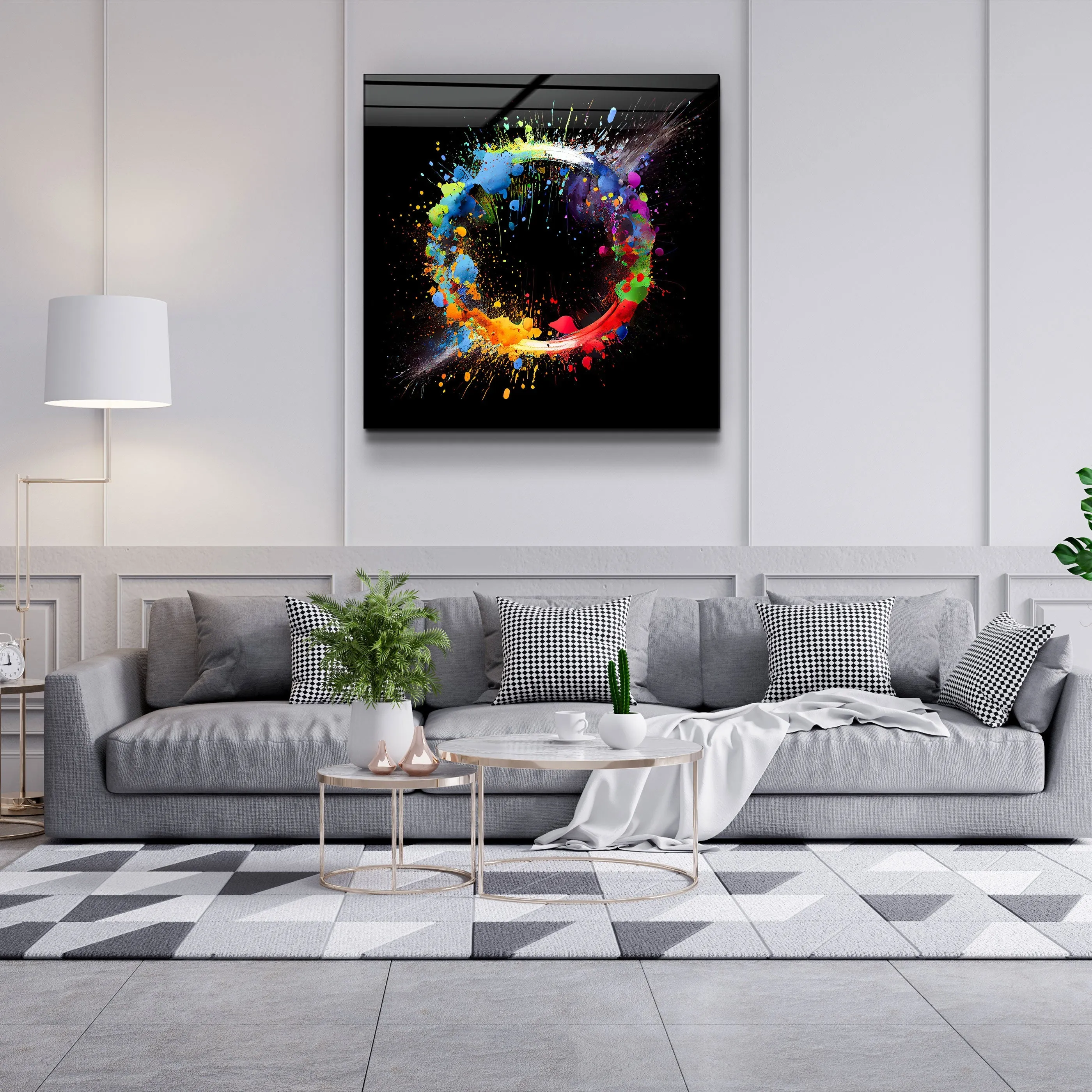 ."Paint Splash Ring". Designer's Collection Glass Wall Art