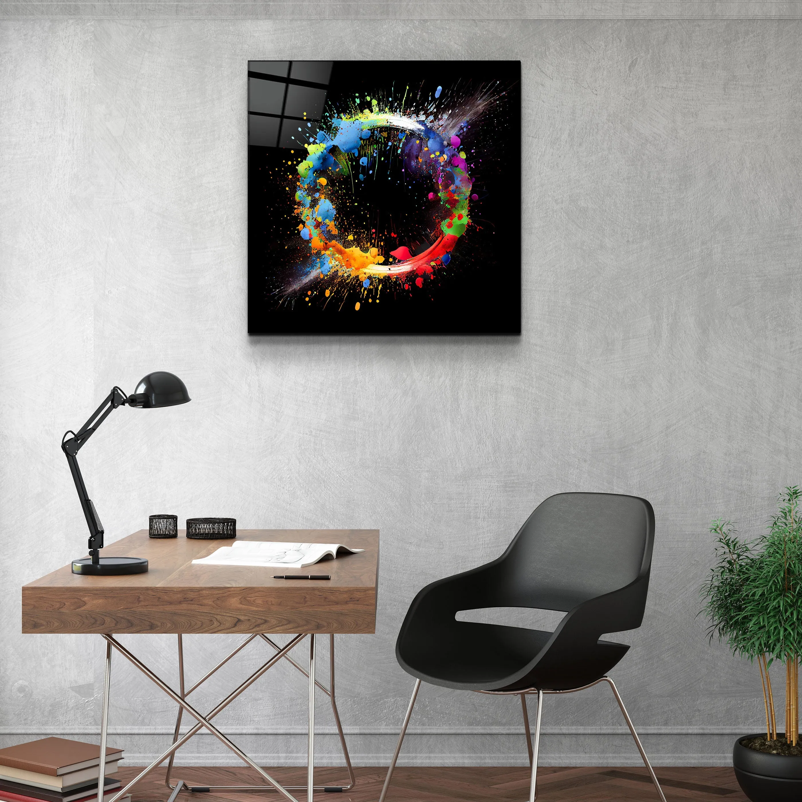 ."Paint Splash Ring". Designer's Collection Glass Wall Art