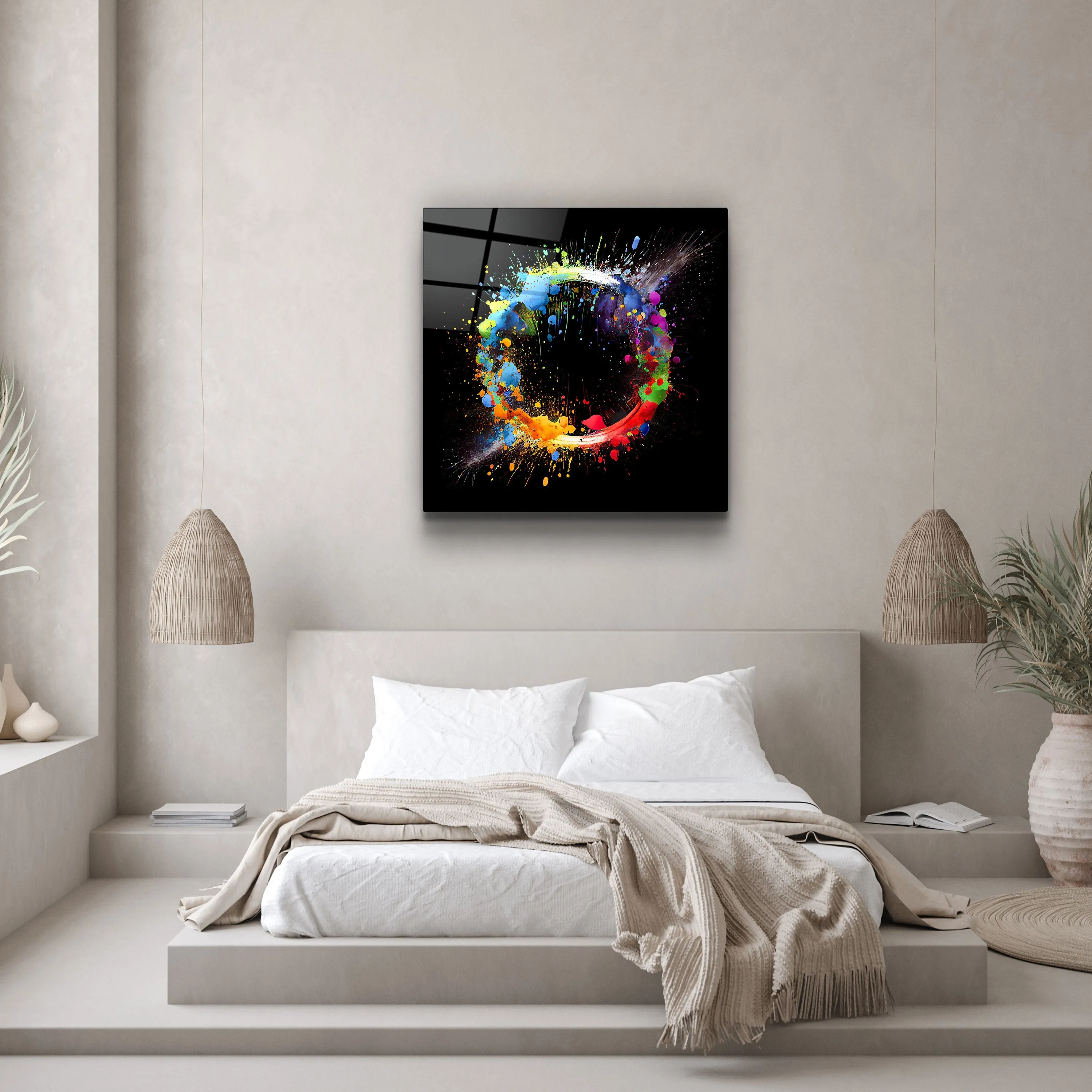 ."Paint Splash Ring". Designer's Collection Glass Wall Art