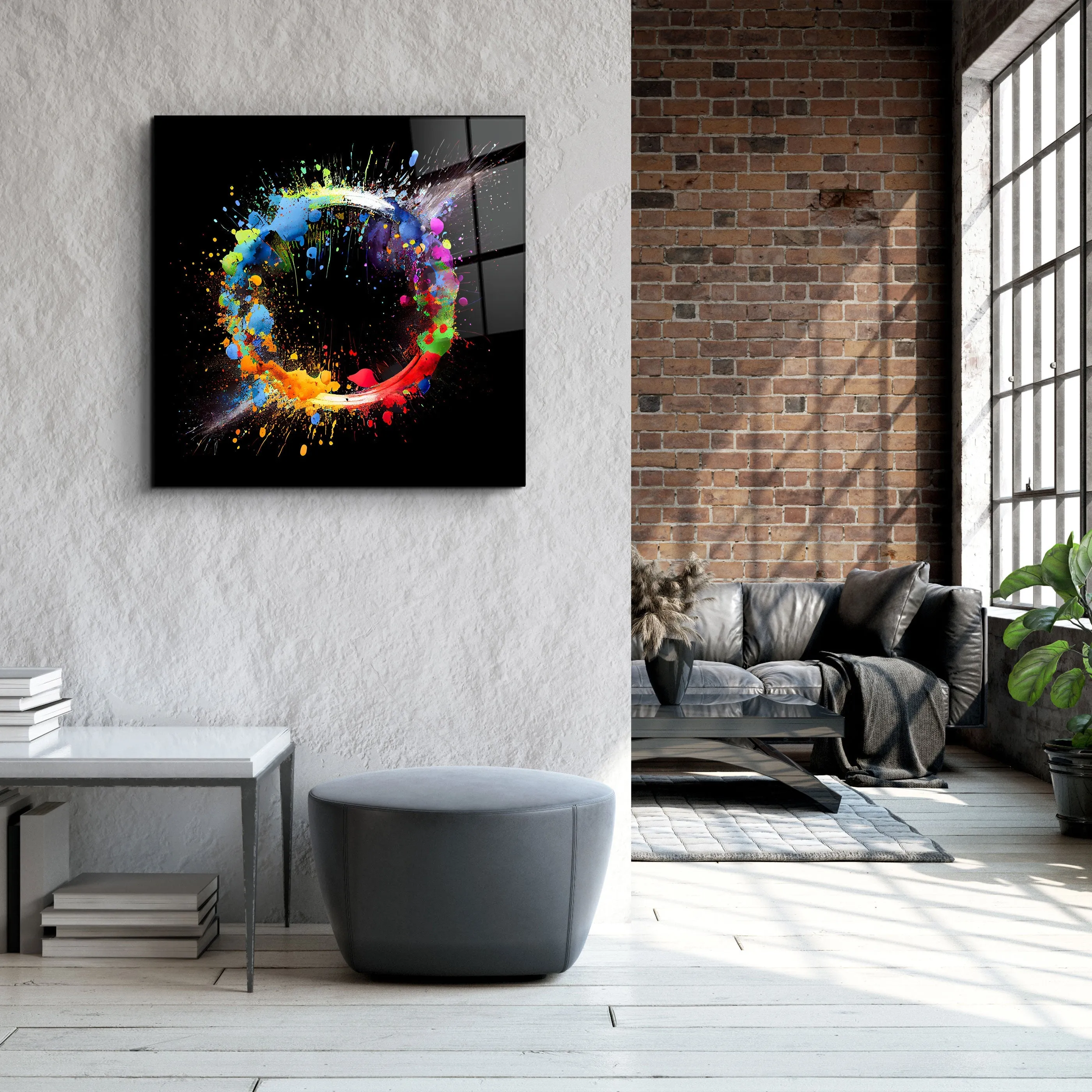 ."Paint Splash Ring". Designer's Collection Glass Wall Art