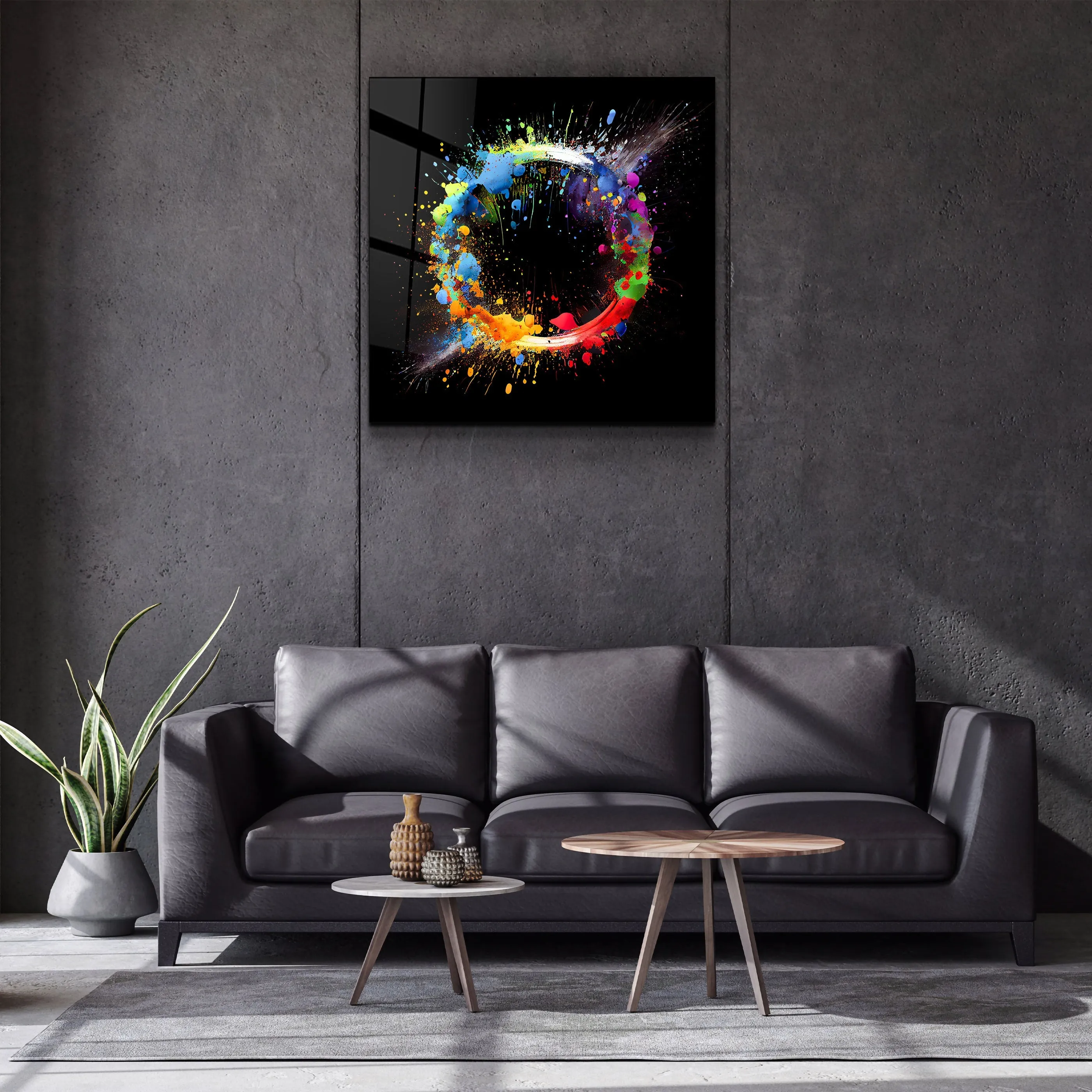 ."Paint Splash Ring". Designer's Collection Glass Wall Art
