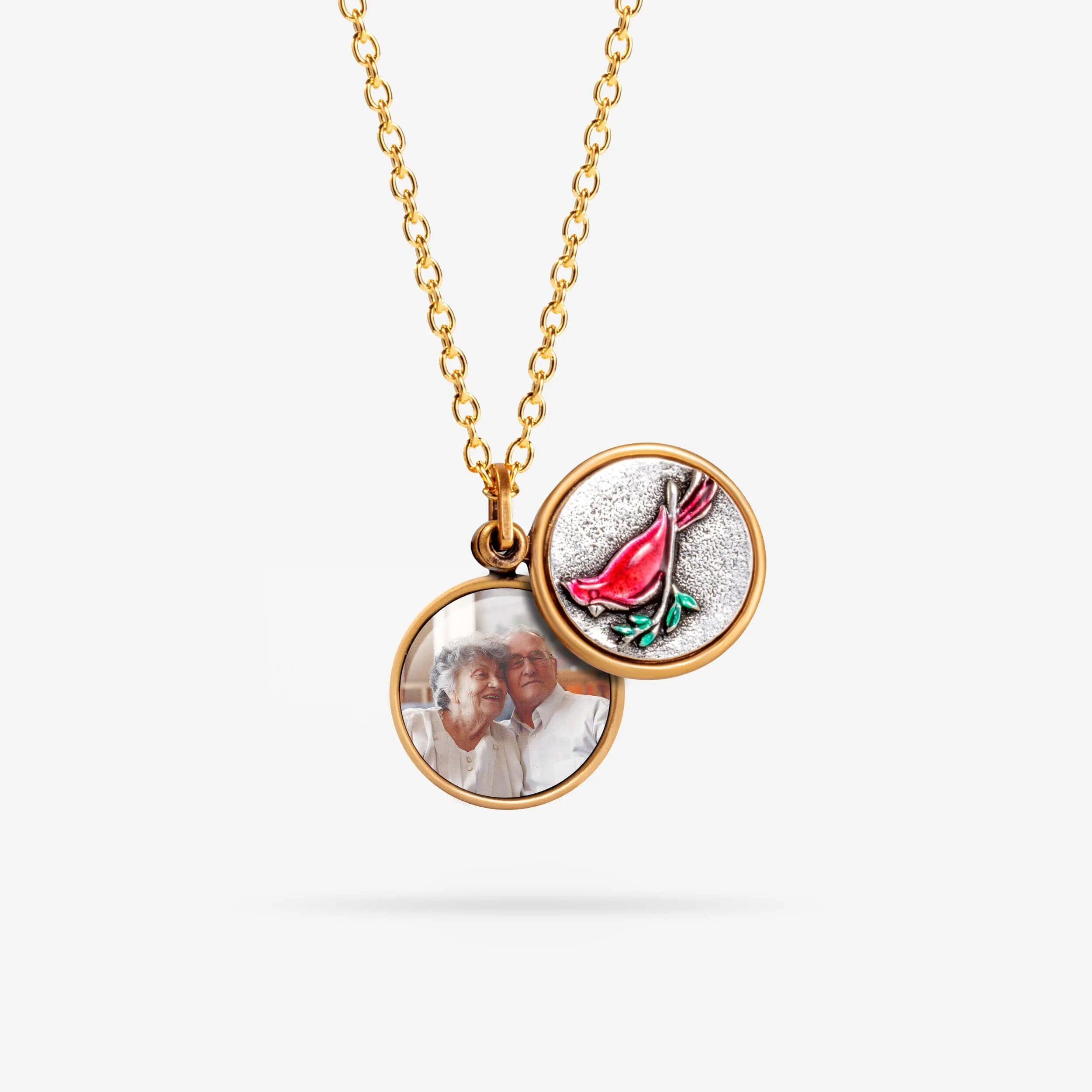 Red Cardinal Personalized Photo Locket Necklace
