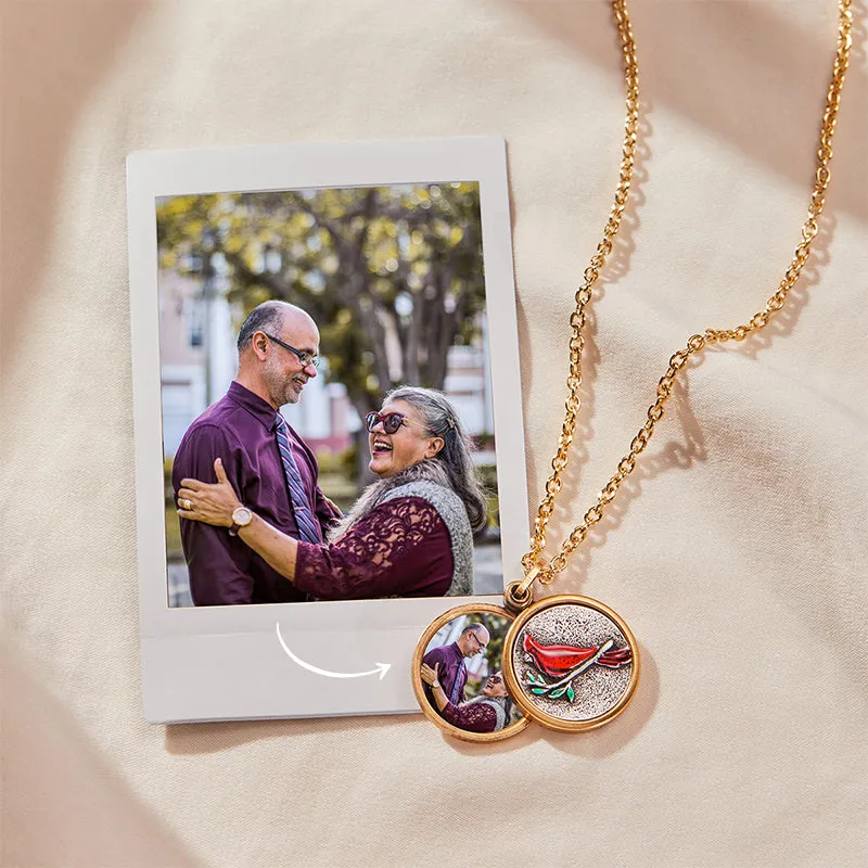 Red Cardinal Personalized Photo Locket Necklace