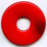 Red Faux Coral Glass Donuts. 34mm. Gablonz. Pkg 1. b11-rd-0771
