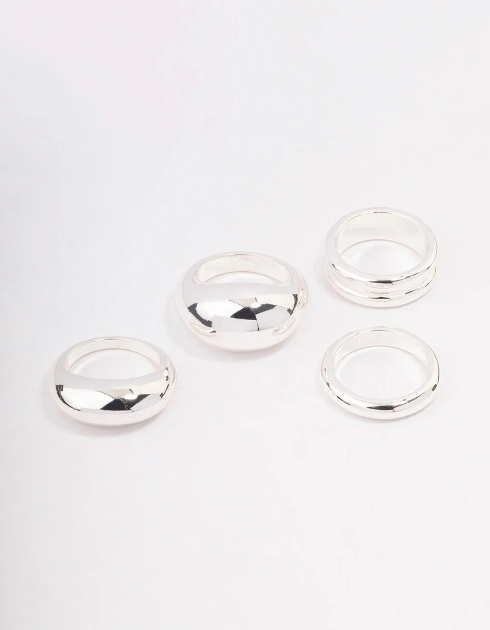 Rhodium Organic Smooth Ring Pack