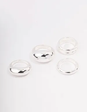 Rhodium Organic Smooth Ring Pack