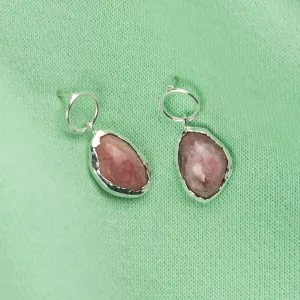 'Rosetta' Silver Handmade Rhodochrosite Stone Dangler Earrings