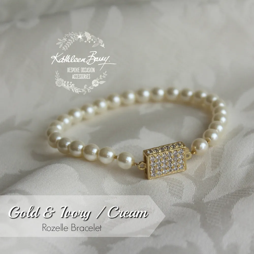 Rozelle single strand pearl bracelet - Available in Rose Gold and gold finish